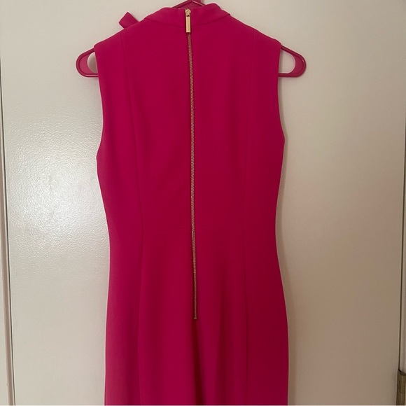 Calvin Klein womens pink midi dress with bow - Picture 3 of 7